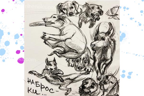Наброски. Собака. Клуб. Найннокс